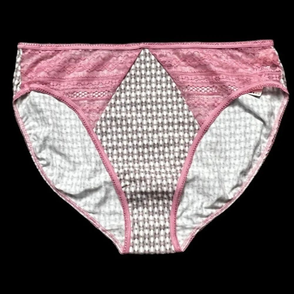 Victoria’s Secret Stretch Cotton High Leg Brief Panty Lace detail Multicolor L